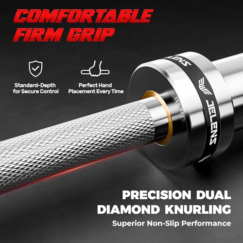 JELENS 7FT Silver Olympic Barbell - 1000lb Capacity for Powerlifting & Strength Training