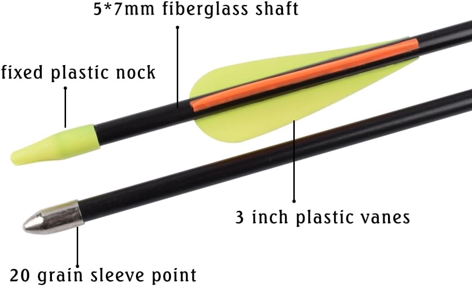 Skiennix Fiberglass Arrows - Target Shooting Safety Glass for Youth & Beginners | 24-30 Inch, 6/12 Pack