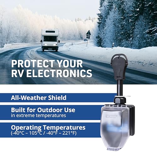 Portable RV Surge Protector 50 Amp with Cover - Weatherproof, USA Made