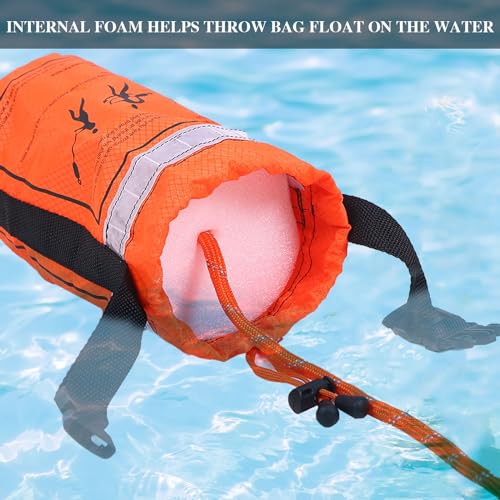 Water Rescue Throw Bag with 70 Ft Rope, 2 Emergency Whistles, High Visibility
