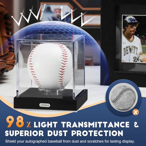 Baseball Display Case Silvery for Autograph Ball - Clear Acrylic with Velvet Interior - 1 Pack