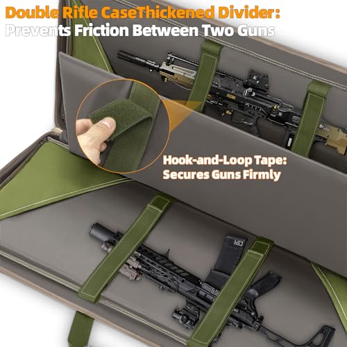 Double Rifle Case Gun Bag 55 Inch Water-Resistant Padded Tactical Storage - Green