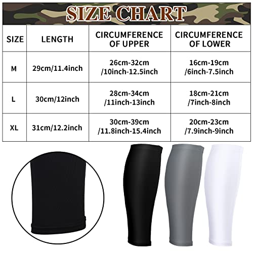 Calf Compression Sleeves Set - Medium Size, 3 Pairs, Black White Gray
