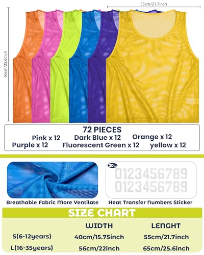 Youth Nylon Mesh Practice Pinnies for Sports - Green, Dark Blue, Orange, Pink, Yellow, S / Youth / 72
