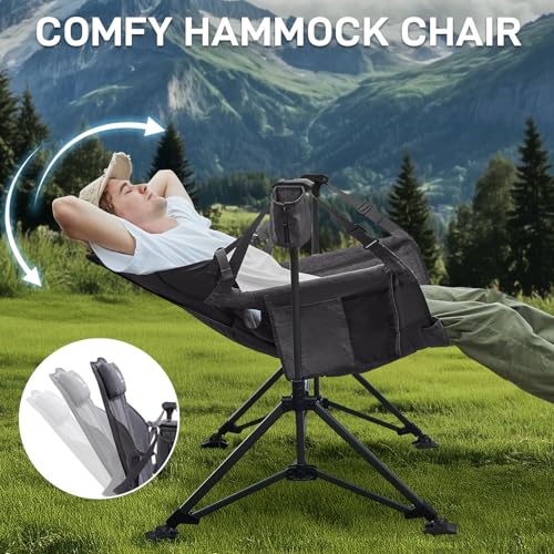 Ever Advanced Grey Oversized Padded Camping Swing Chair, Supports Up to 400lbs
