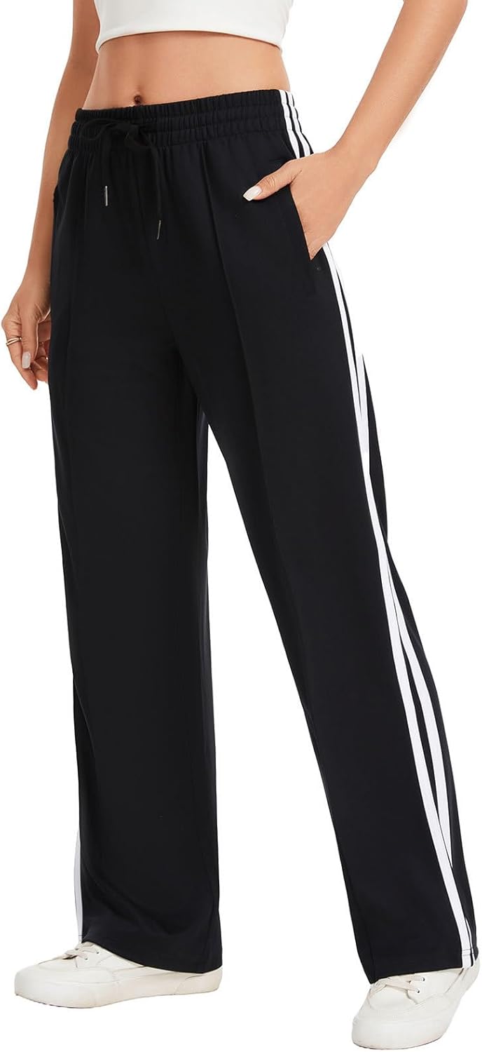 Skiennix Women's Track Pants - Loose Straight Leg Sweatpants with Zipper Pockets | Available in 28-34 Inseam