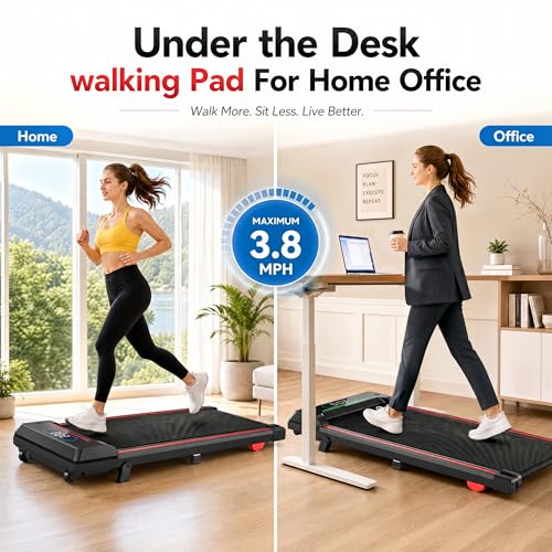 JUKER Under Desk Walking Treadmill with Incline, Bluetooth & RGB Lights