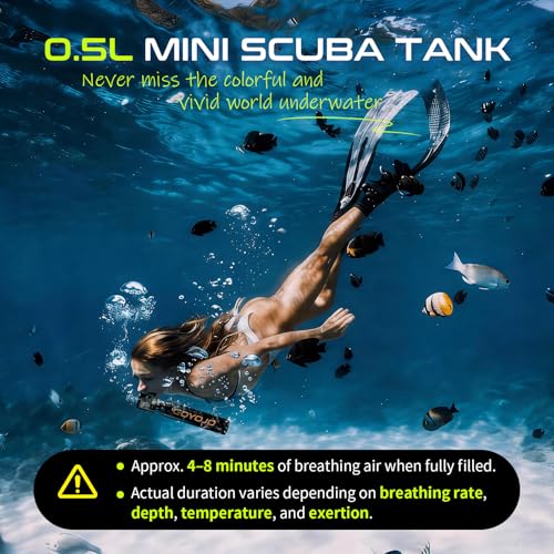0.5L Mini Scuba Tank for Snorkeling & Emergency Breathing - Obsidian Orange