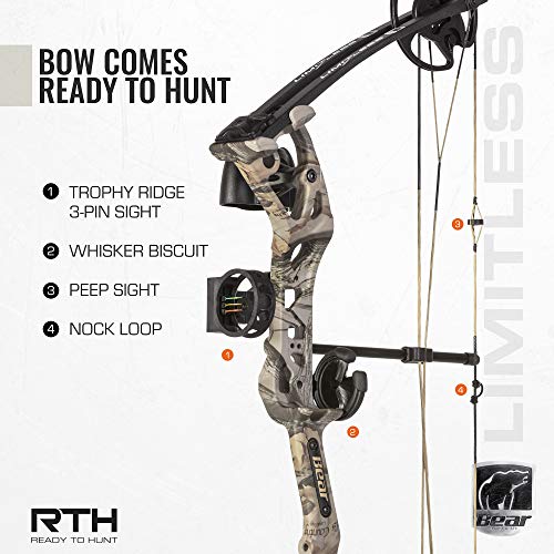 Bear Archery Limitless Dual Cam Compound Bow with Quiver Sight Rest - Bow