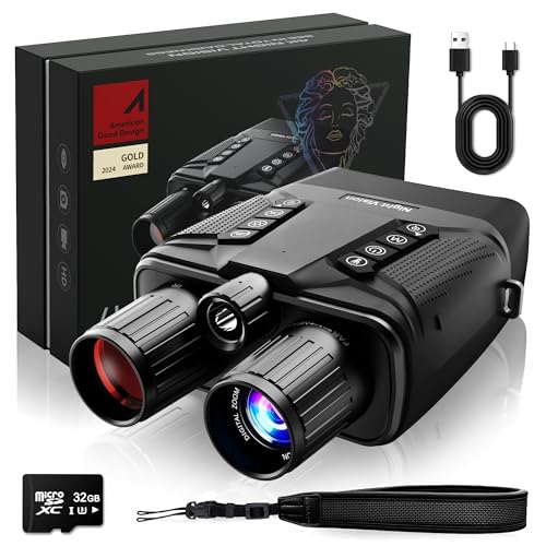 VISIOGEAR Dark Black Night Vision Goggles Eagle 4K Binoculars with 5000mAh Battery & 32GB Card
