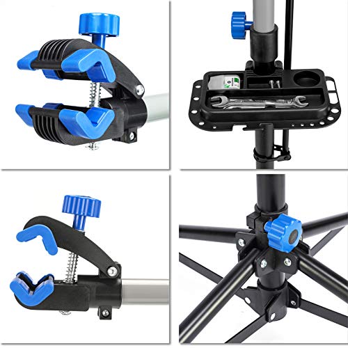Adjustable Bicycle Repair Stand with Tool Tray for Home & Bike Maintenance