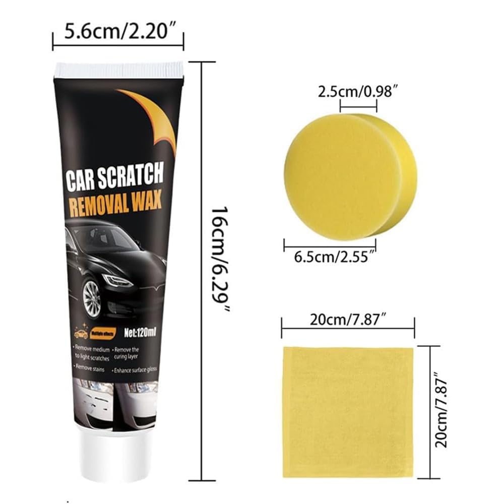 2026 New Car Scratch Removal Wax, Scratch Remover for Vehicles, Car Scratch Removal Polishing Wax Scratch Repair Paste Kit with Wipe and Sponge for Deep Scratches (1 Set)