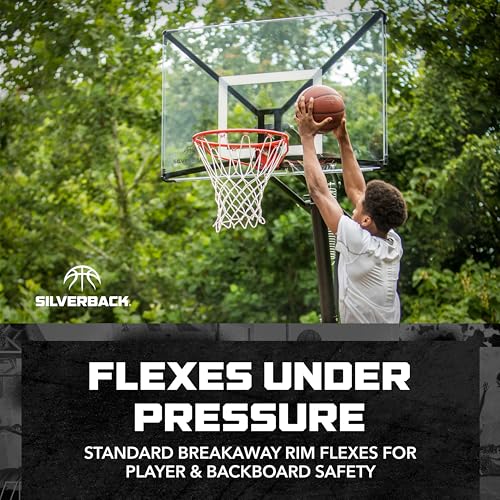 Silverback Breakaway Basketball Rim with Nylon Net | Compatible with Portable & In-Ground Hoops