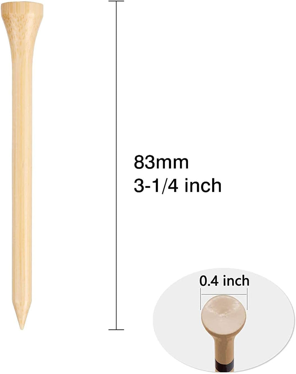 Skiennix Golf Tees - Durable Biodegradable Bamboo | 100 Pcs, 3-1/4" for Enhanced Stability