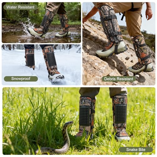 Camo Snake Gaiters 1200D Waterproof Leg Protection for Hiking & Hunting