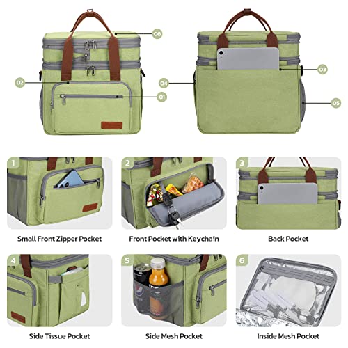 Maelstrom 23L Insulated Lunch Box - Green, Expandable Double Deck Cooler Bag