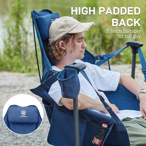 Ever Advanced Blue Oversized Padded Camping Swing Chair with Cup Holder, Supports Up to 400lbs