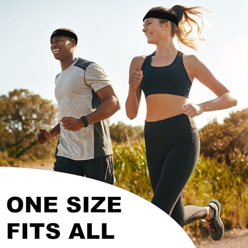 Unisex 2.25-Inch Workout Headband Black with Stay Dry Technology