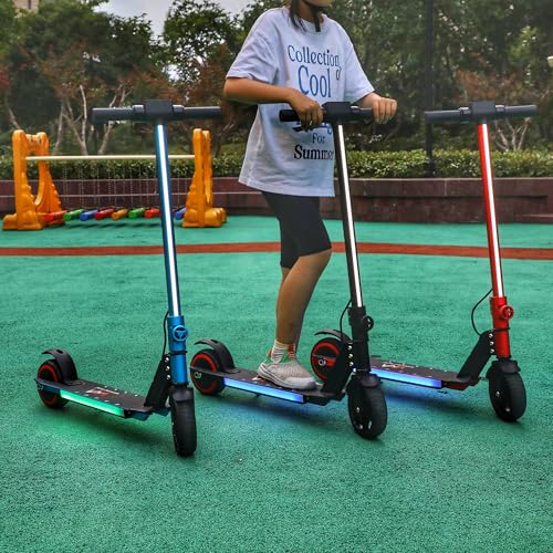 Kids Electric Scooter Black with Bright LED Lights & Dual Brakes - 150W