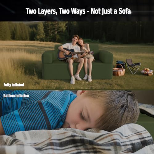 Full Double-Layer Inflatable Air Sofa with Built-in Pump - Outdoor Camping & Home Use