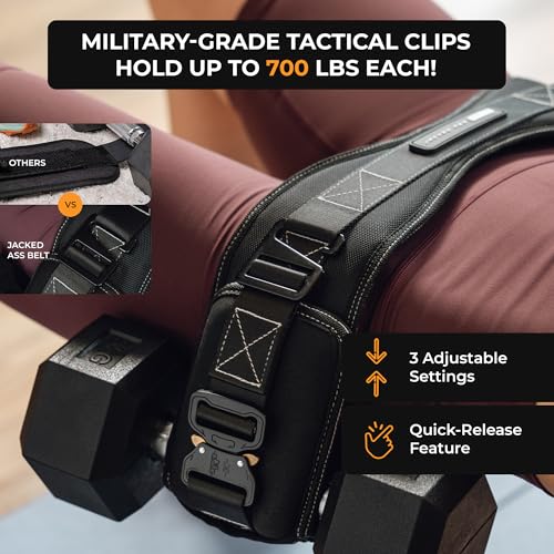 JACKED ASS BELT Black Hip Thrust Belt for Dumbbells & Kettlebells - Premium Glute Workout
