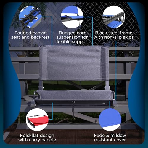 Sports Unlimited Black 2-Pack Wide Bleacher Chairs with Back & Cushion – Stadium Seats with Support
