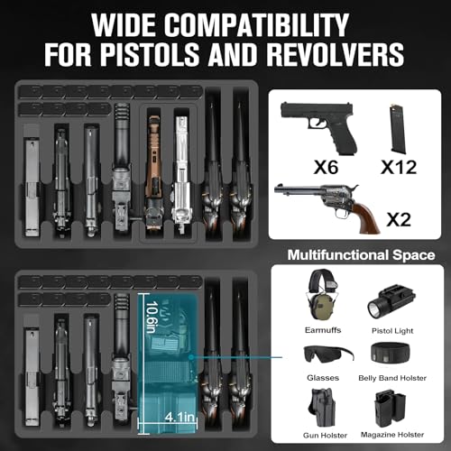 TSA Gun Case for Handguns and Magazines - Black, 8 Pistol & 12 Magazine Capacity