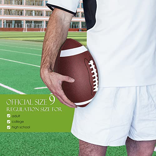 Jiaonun 12 Pack Official Size 9 Footballs with Pump, Inflatable Leather Footballs for Youth & Adults