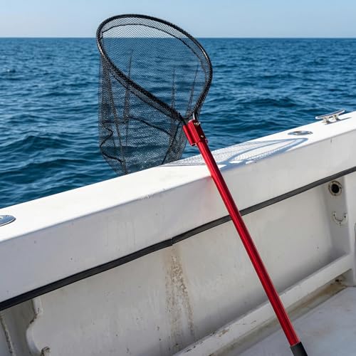 Heavy Duty Telescoping Fishing Landing Net 27in Wide Net for Saltwater & Boat Use