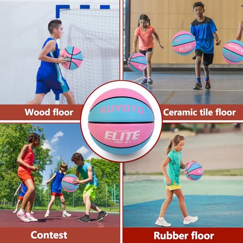 Kids & Youth 25.5-inch Pink Blue Basketball - Thickened Rubber Indoor Outdoor