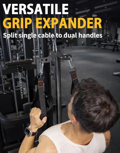 8in Cable Adapter for Lat Pull Down Bar with Carabiner - Heavy Duty Steel