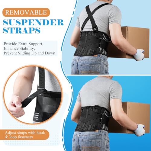 Plus Size Work Back Brace 4XL/5XL with Removable Shoulder Straps - Heavy Lifting Support