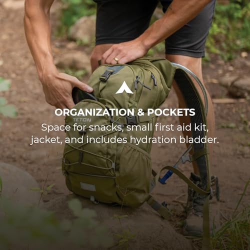 Olive 18L Hydration Backpack with 2L Water Bladder for Hiking Running Cycling