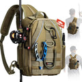 Piscifun Fishing Backpack with Rod Holders, Lightweight Sling Bag Khaki - Standard / Urban