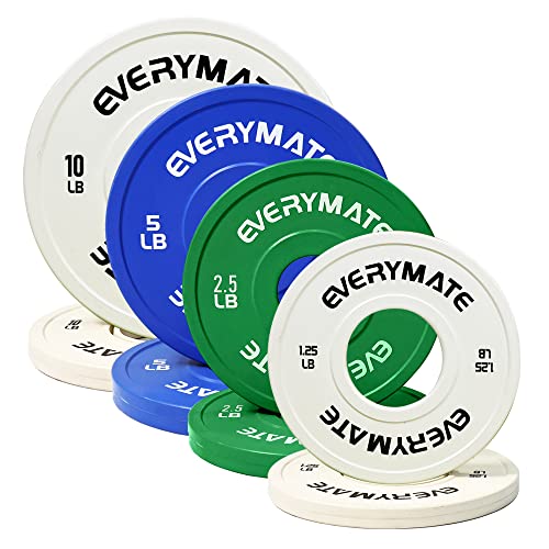 EVERYMATE 37.5LB Olympic Bumper Change Plates Set 1.25/2.5/5/10LB - Steel Core Rubber Coated