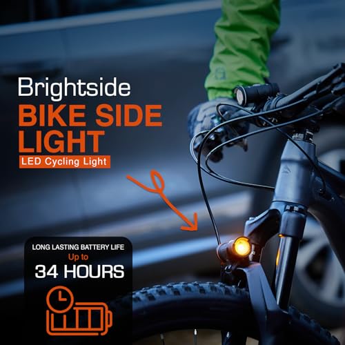Rechargeable Amber Bike Side Light for Road Cycling - Waterproof, 36hr Battery