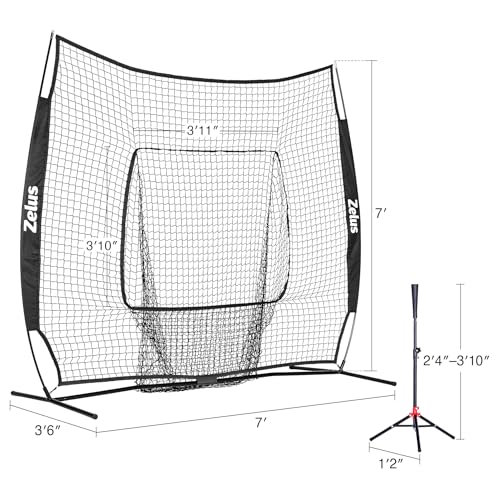 7x7ft Baseball Net with Adjustable Batting Tee, Practice Balls & Carry Bag
