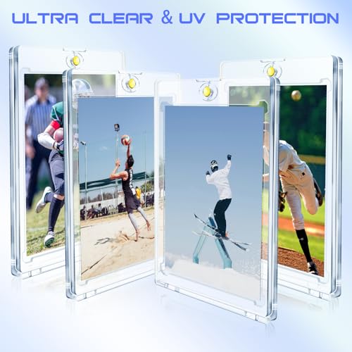200pcs Magnetic Card Holders with UV Protection, One Touch Closure, 35pt - Unlemoni