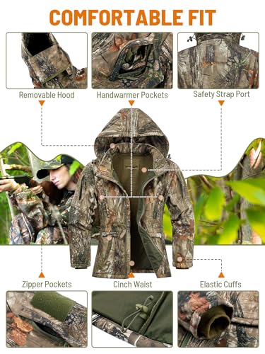 NEW VIEW Women's Camo Hunting Jacket - Upgraded Ultra-Quiet Water-Resistant Waterfowl Deer, Medium / Nv Camo Leaf