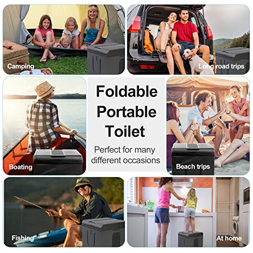 XX-Large Black Portable Camping Toilet Foldable Travel Potty for Car, Home & Outdoor Use