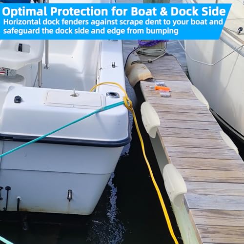 White Boat Dock Bumpers 6 Pack - Soft UV-Resistant Marine Fender for Docking