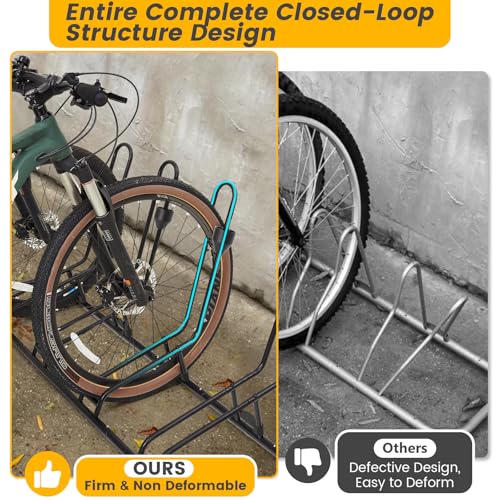 Kingarage 6-Bike Floor Rack with Steel Tubes Waterproof Indoor/Outdoor Bicycle Storage