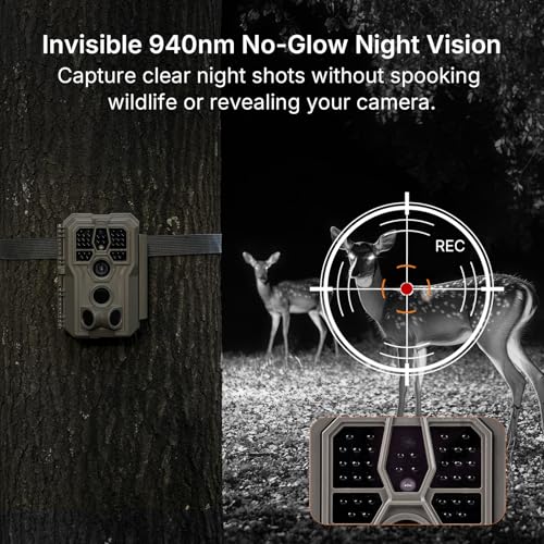 GardePro E5 2.0 4K Trail Camera with No-Glow Night Vision, 120° Detection