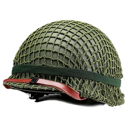 WW2 US M1 Helmet Steel Field Green with Net Cover Eye Belt Reproduction