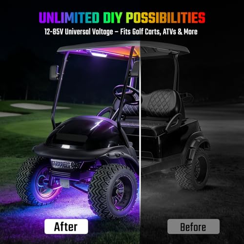 6 Pack Golf Cart LED Underglow Light Kit with 28 Modes, Music Sync, Waterproof, Fits EZGO Club Car Yamaha
