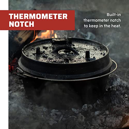 Cast Iron Dutch Oven 9.33 Qt Pre-Seasoned Camping & Kitchen Cooking