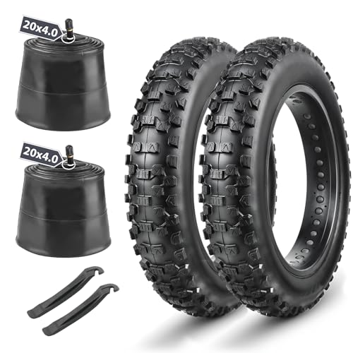 MOHEGIA 20x4.0 Fat Bike Tires Set with 2 Tubes - All-Terrain E-Mountain Bicycle Replacement