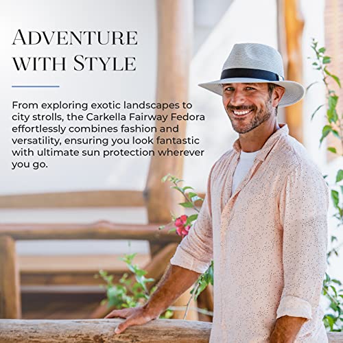 Men's Fairway Fedora Hat UPF 50+ Sun Protection - Beige, Medium-Large