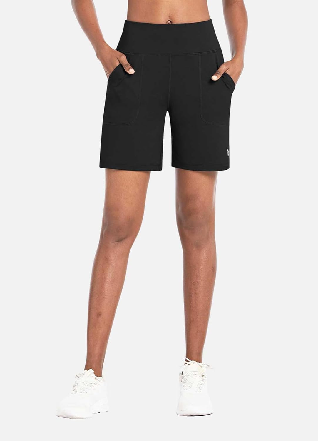 Baleaf Bermuda Shorts for Women - High Waisted 7'' Athletic Running Shorts with 3 Pockets