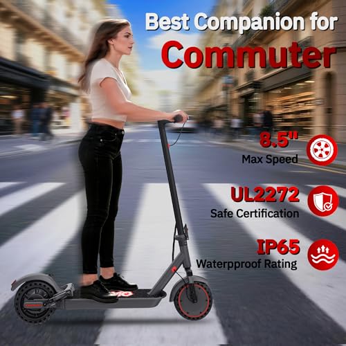 Gray Electric Scooter for Adults 19MPH 15 Miles Range Foldable & Dual Shock Absorbers